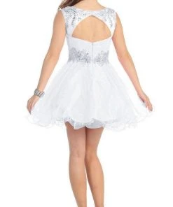 May Queen - Stunning Beaded Illusion Neck Cocktail Dress