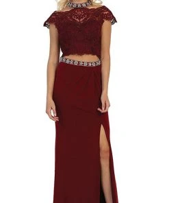 May Queen - Two Piece Bedazzled Sheath Evening Dress Formal Gowns 16 May Queen - Two Piece Bedazzled Sheath Evening Dress Formal Gowns