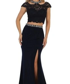 May Queen - Two Piece Bedazzled Sheath Evening Dress Formal Gowns 14 May Queen - Two Piece Bedazzled Sheath Evening Dress Formal Gowns