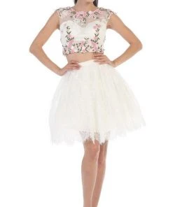 Cocktail Dresses May Queen - Two-Piece Floral Lace Applique Cocktail Dress