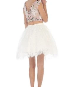 Cocktail Dresses May Queen - Two-Piece Floral Lace Applique Cocktail Dress 8 Cocktail Dresses May Queen - Two-Piece Floral Lace Applique Cocktail Dress