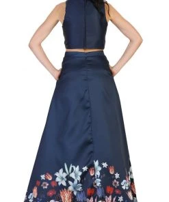 May Queen - Two Piece Floral Print Evening Dress