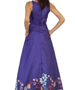 May Queen - Two Piece Floral Print Evening Dress