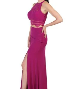 Formal Gowns May Queen - Two-Piece Lace Panel Sheath Evening Gown