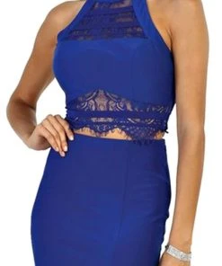 Formal Gowns May Queen - Two-Piece Lace Panel Sheath Evening Gown