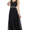 Formal Gowns May Queen - V-Neck Embellished Formal Dress MQ1701 - 1 Pc Black In Size 10 Available