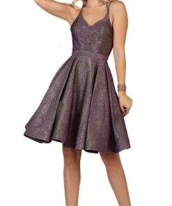 May Queen - V-Neck Racerback Short Dress RQ7750 - 1 Pc Coral In Size 6 Available