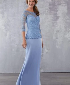 MGNY By Mori Lee - 71709 Beaded Lace Sheath Dress Formal Gowns