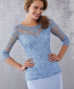 MGNY By Mori Lee - 71709 Beaded Lace Sheath Dress Formal Gowns 9 MGNY By Mori Lee - 71709 Beaded Lace Sheath Dress Formal Gowns