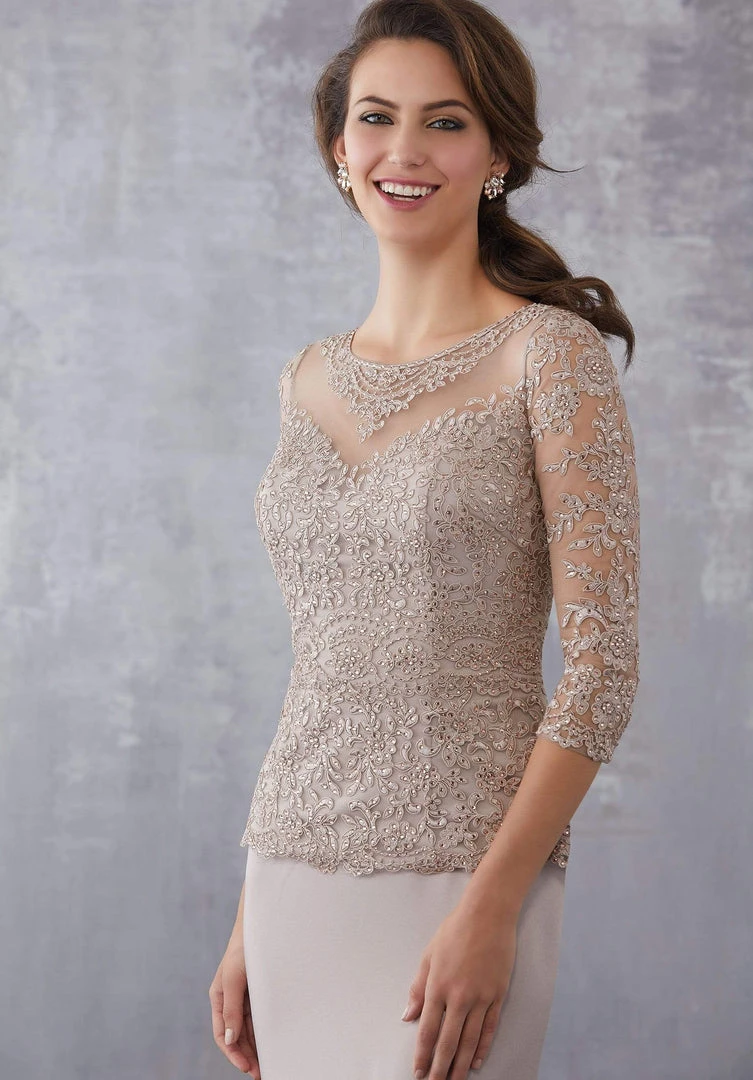 MGNY By Mori Lee - 71709 Beaded Lace Sheath Dress Formal Gowns 7 MGNY By Mori Lee - 71709 Beaded Lace Sheath Dress Formal Gowns