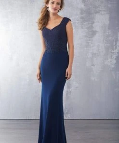 MGNY By Mori Lee - 71715 Beaded V-Neck Sheath Dress Formal Gowns 11 MGNY By Mori Lee - 71715 Beaded V-Neck Sheath Dress Formal Gowns