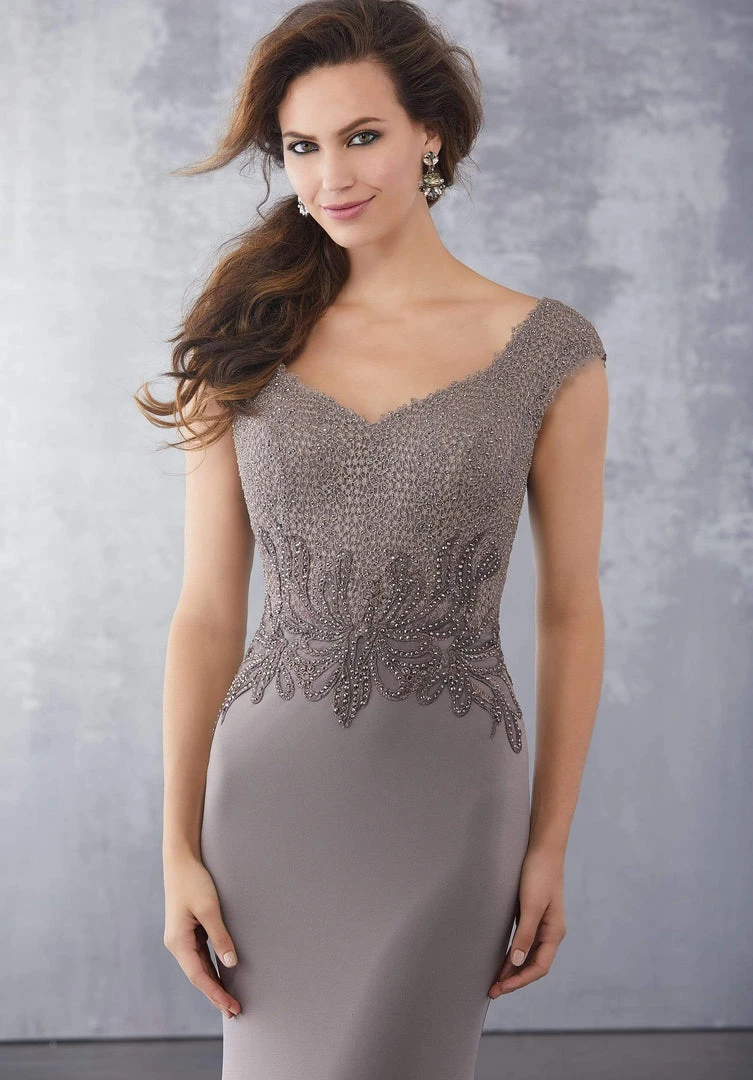 MGNY By Mori Lee - 71715 Beaded V-Neck Sheath Dress Formal Gowns 4 MGNY By Mori Lee - 71715 Beaded V-Neck Sheath Dress Formal Gowns