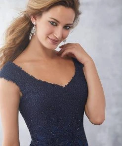 MGNY By Mori Lee - 71715 Beaded V-Neck Sheath Dress Formal Gowns 12 MGNY By Mori Lee - 71715 Beaded V-Neck Sheath Dress Formal Gowns