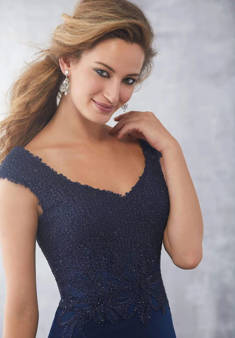 MGNY By Mori Lee - 71715 Beaded V-Neck Sheath Dress Formal Gowns 6 MGNY By Mori Lee - 71715 Beaded V-Neck Sheath Dress Formal Gowns