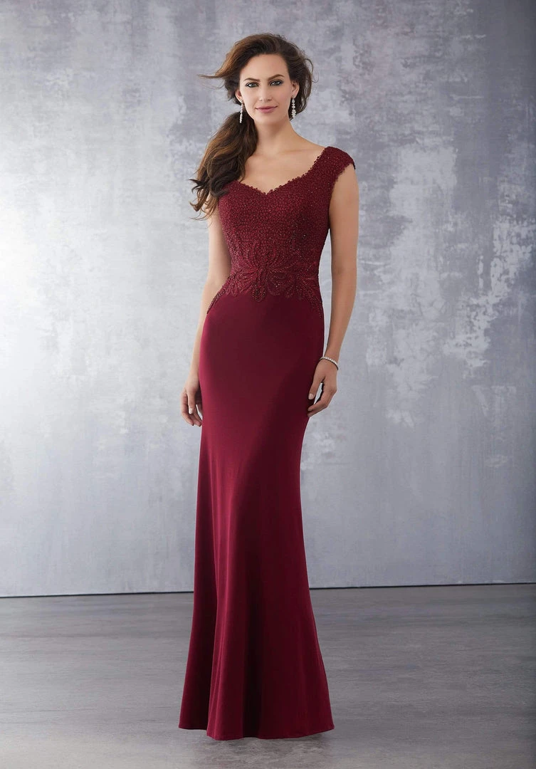 MGNY By Mori Lee - 71715 Beaded V-Neck Sheath Dress Formal Gowns 7 MGNY By Mori Lee - 71715 Beaded V-Neck Sheath Dress Formal Gowns