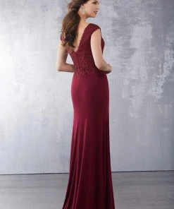 MGNY By Mori Lee - 71715 Beaded V-Neck Sheath Dress Formal Gowns 14 MGNY By Mori Lee - 71715 Beaded V-Neck Sheath Dress Formal Gowns