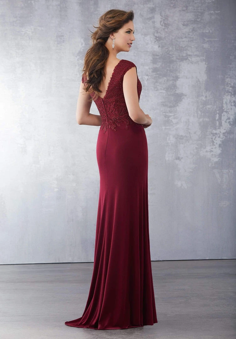 MGNY By Mori Lee - 71715 Beaded V-Neck Sheath Dress Formal Gowns 8 MGNY By Mori Lee - 71715 Beaded V-Neck Sheath Dress Formal Gowns