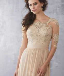 MGNY By Mori Lee - 71726 Embroidered Scoop Neck Sheath Dress