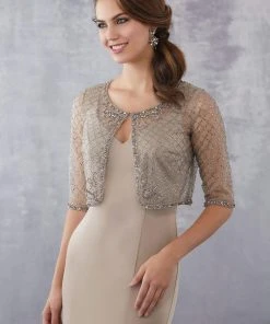 Formal Gowns MGNY By Mori Lee - 71732 V-neck Trumpet Dress With Embellished Jacket