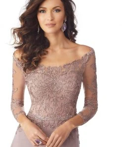 Formal Gowns MGNY By Mori Lee - 71806 Embroidered Off-Shoulder A-line Gown