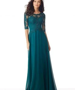 MGNY By Mori Lee - 71812 Beaded Embroidered Bateau Dress