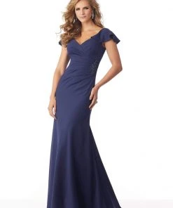 MGNY By Mori Lee - 71831 Ruched V-Neck Sheath Dress