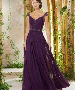 Formal Gowns MGNY By Mori Lee - 71917 Crystal Beaded V-neck A-line Gown