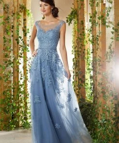 MGNY By Mori Lee - 71922 Embroidered Bateau A-line Dress Formal Gowns