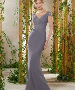 Formal Gowns MGNY By Mori Lee - 71923 Embroidered Pleated Sheath Dress