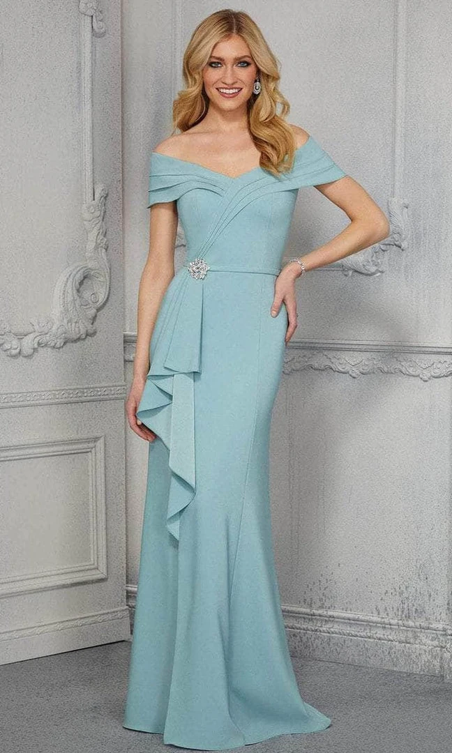 MGNY By Mori Lee - 72417SC Pleated Off-shoulder Formal Dress - 1 Pc Seaglass In Size 10 Available 3 MGNY By Mori Lee - 72417SC Pleated Off-shoulder Formal Dress - 1 Pc Seaglass In Size 10 Available