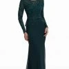 MGNY By Mori Lee - Bateau Beaded Lace Sheath Evening Dress 72010SC Formal Gowns