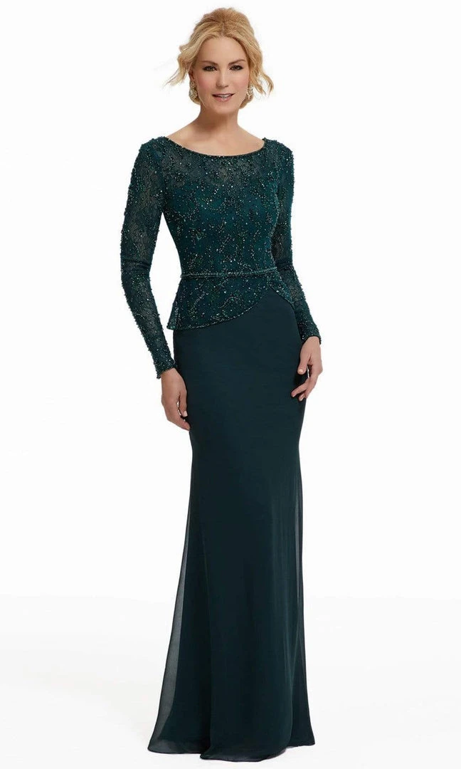 MGNY By Mori Lee - Bateau Beaded Lace Sheath Evening Dress 72010SC Formal Gowns 3 MGNY By Mori Lee - Bateau Beaded Lace Sheath Evening Dress 72010SC Formal Gowns