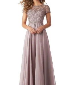 MGNY By Mori Lee - Cap Sleeve Embellished Chiffon Dress 71824SC Formal Gowns