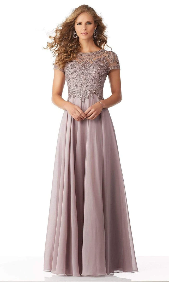 MGNY By Mori Lee - Cap Sleeve Embellished Chiffon Dress 71824SC Formal Gowns 3 MGNY By Mori Lee - Cap Sleeve Embellished Chiffon Dress 71824SC Formal Gowns