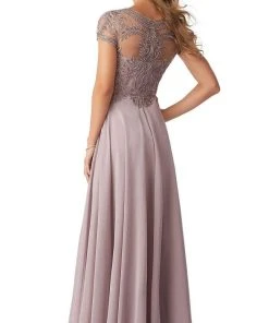 MGNY By Mori Lee - Cap Sleeve Embellished Chiffon Dress 71824SC Formal Gowns