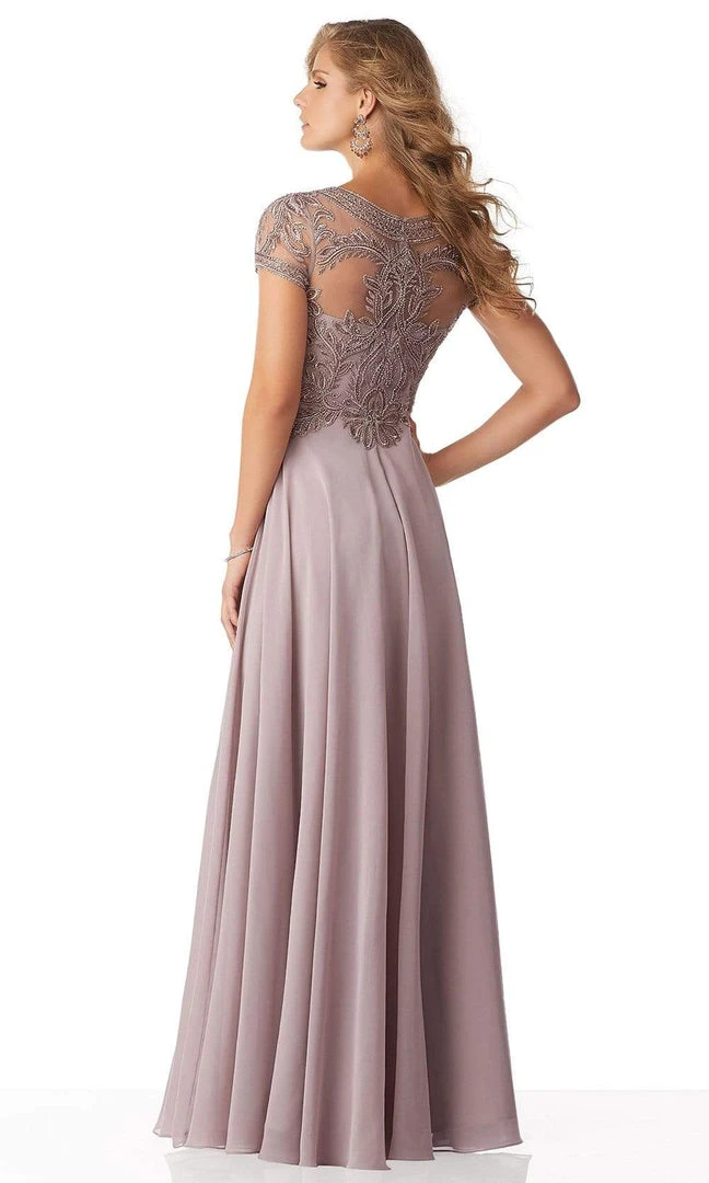 MGNY By Mori Lee - Cap Sleeve Embellished Chiffon Dress 71824SC Formal Gowns 4 MGNY By Mori Lee - Cap Sleeve Embellished Chiffon Dress 71824SC Formal Gowns