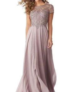 MGNY By Mori Lee - Cap Sleeve Embellished Chiffon Dress 71824SC Formal Gowns 8 MGNY By Mori Lee - Cap Sleeve Embellished Chiffon Dress 71824SC Formal Gowns