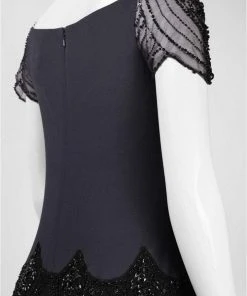 MIGNON - Mesh Ornate Two-Toned Sheath Dress VM1411 Formal Gowns