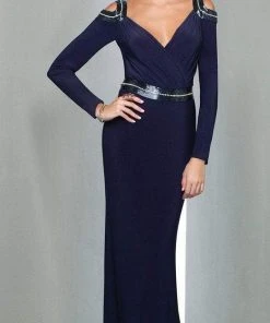 MIGNON - Ruched V-Neckline Evening Gown VM1590B Formal Gowns