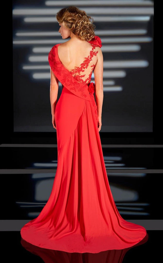 MNM Couture - 2167 Floral Asymmetric Sheath Dress Formal Gowns 10 MNM Couture - 2167 Floral Asymmetric Sheath Dress Formal Gowns