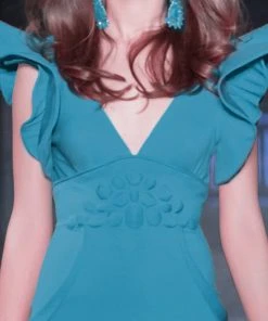 Formal Gowns MNM Couture - 2241 Ruffled V-Neck Trumpet Dress