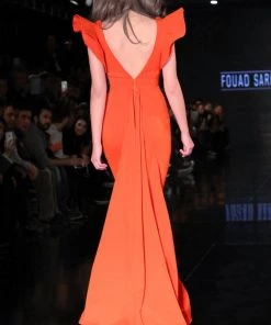 Formal Gowns MNM Couture - 2241 Ruffled V-Neck Trumpet Dress