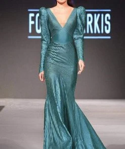 MNM Couture - 2283 Deep V-Neck Trumpet Dress Formal Gowns