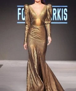 MNM Couture - 2283 Deep V-Neck Trumpet Dress Formal Gowns