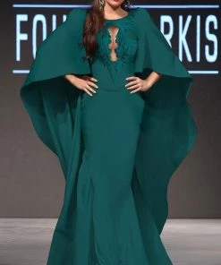 MNM Couture - 2299 Cape Clad Cutout Evening Gown Formal Gowns