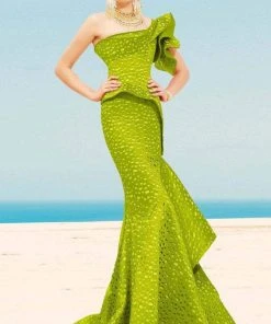 MNM Couture - 2344 Peplum Fantasy Asymmetric Mermaid Gown