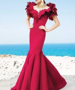 MNM Couture - 2346 Lavish Leaves Ruffled Mermaid Gown