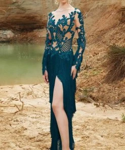 Formal Gowns MNM Couture - 2356 Sheer Embroidered Sheath Dress