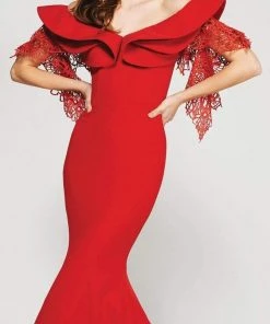 MNM Couture - 2365 Layered Off Shoulder Mermaid Dress 9 MNM Couture - 2365 Layered Off Shoulder Mermaid Dress
