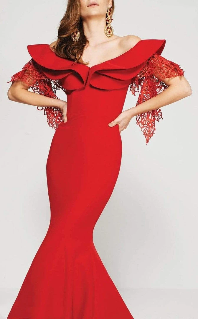 MNM Couture - 2365 Layered Off Shoulder Mermaid Dress 6 MNM Couture - 2365 Layered Off Shoulder Mermaid Dress
